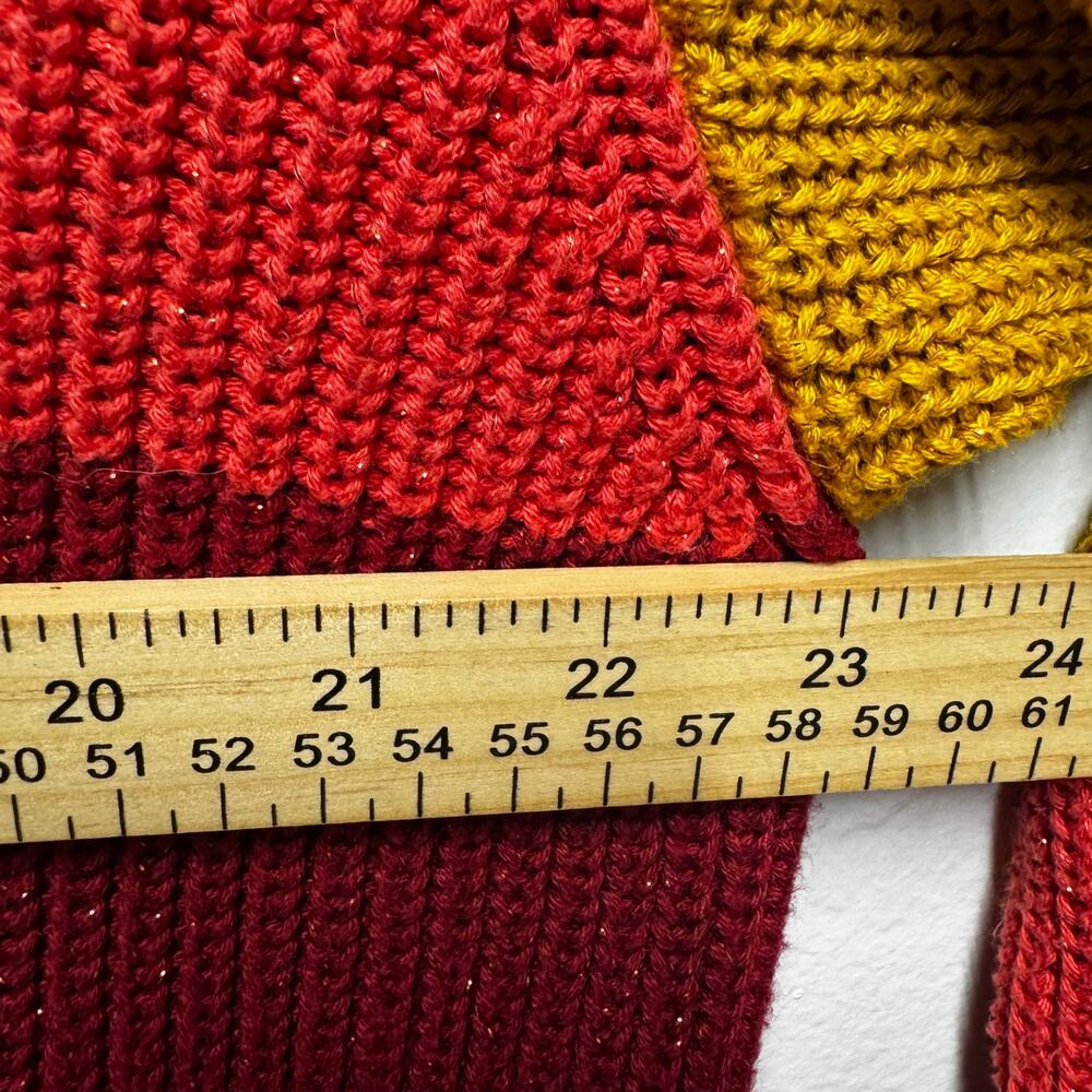 FARM Rio Striped Sweater Dress Chunky Ribbed Turtleneck L Cozy Fall Eclectic - Picture 7 of 13